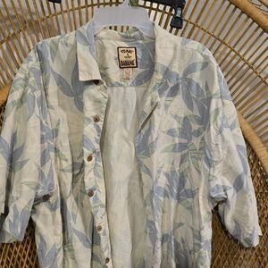 Tommy Bahama Men's Leaf Print Shirt - Green and Blue